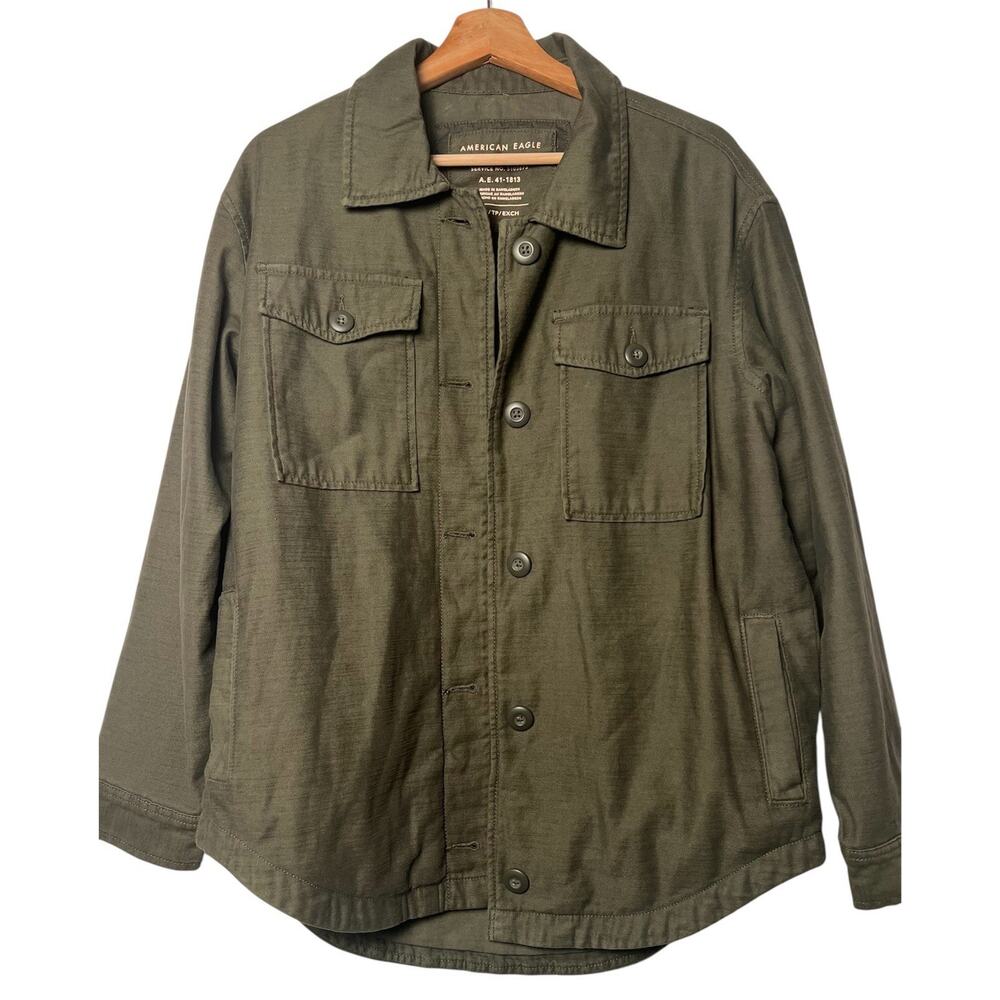 American Eagle Olive Green Utility Lightweight Military Jacket Sz XS Womens Boho